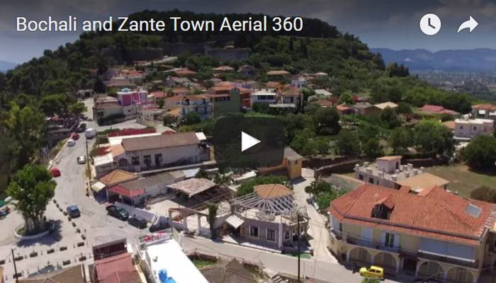 Bochali and Zante Town Aerial 360 Video